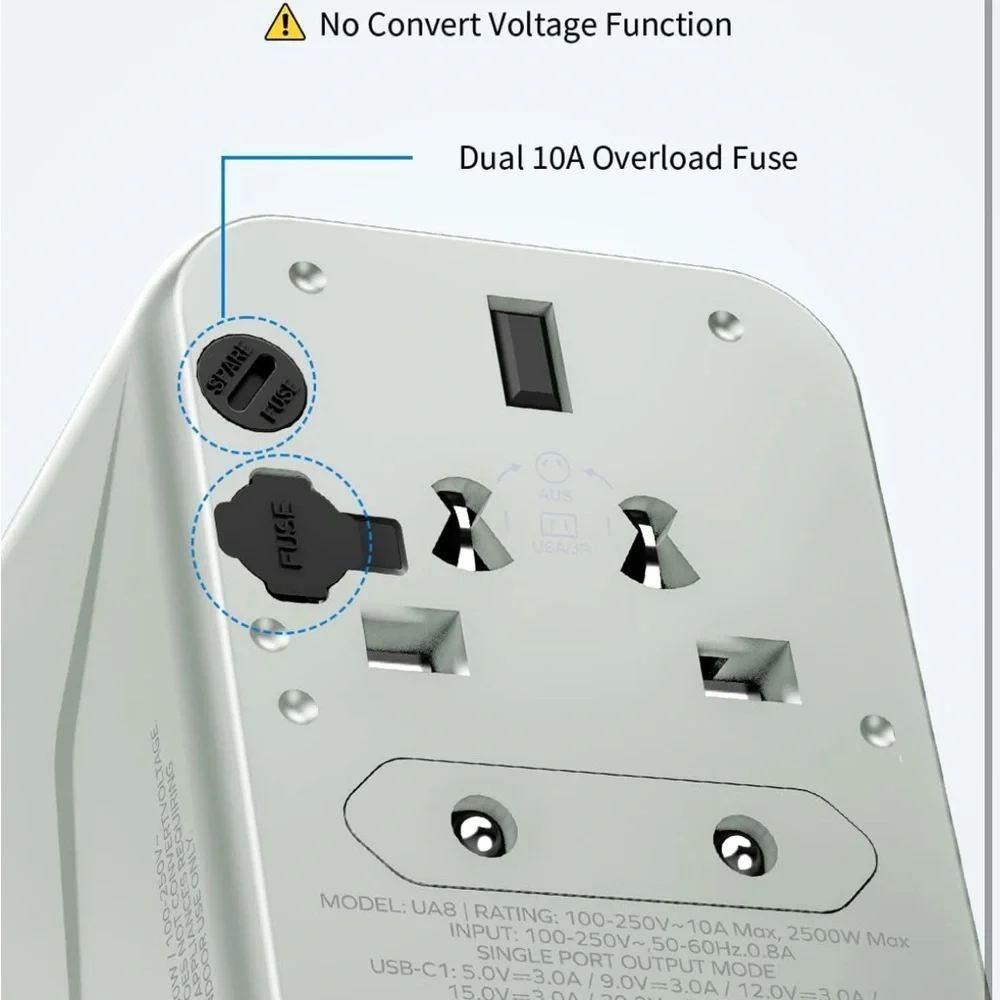 Universal Travel Adapter, 70W GaN International Power Adapter, 3‎ USB-C & 2 USB